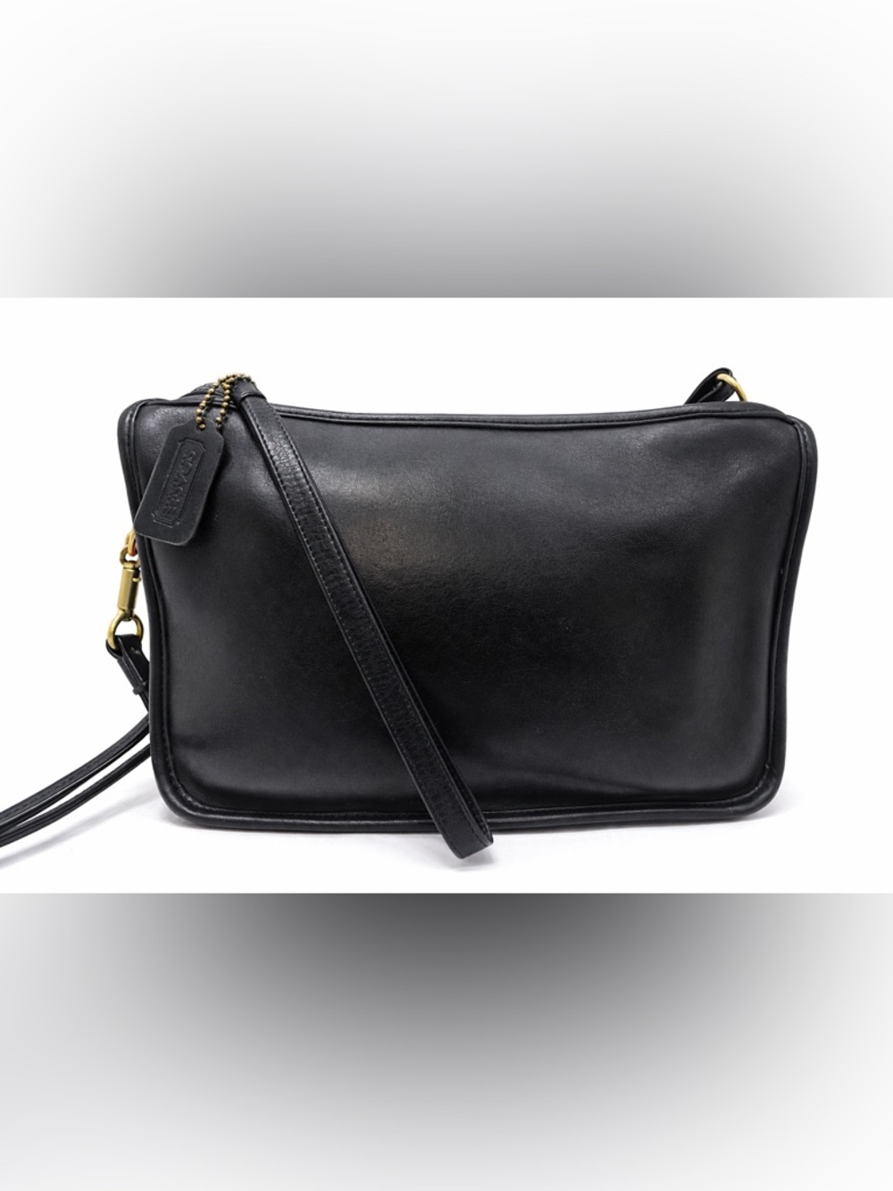 Coach Vintage 9455 Basic Top Zip Black Leather Shoulder Bag Split Strap USA - Picture 2 of 11